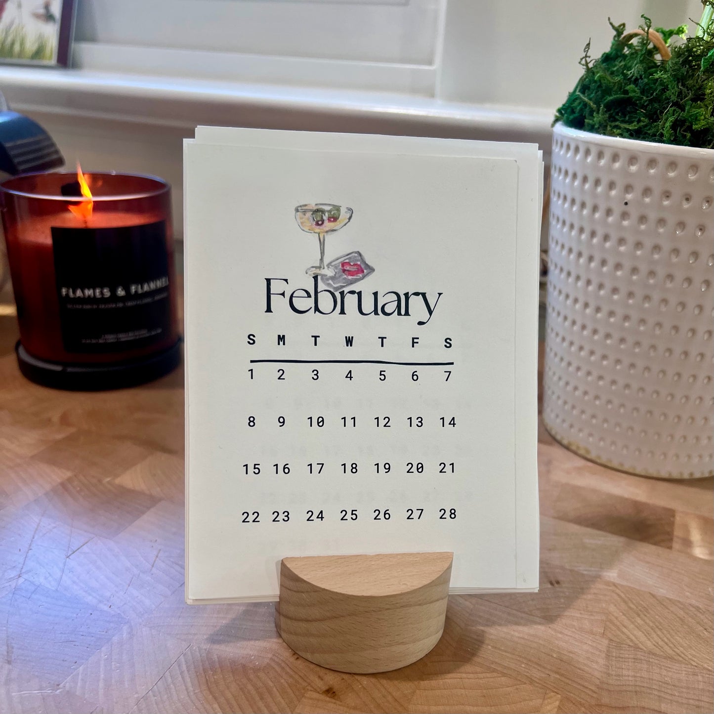 One of a Kind Hand Drawn & Painted Mini Calendar